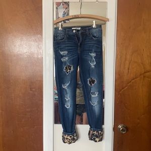 Kancan Leopard Distressed Jeans